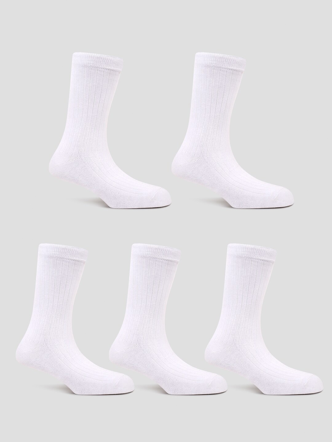 

TOFFCRAFT Men Pack Of 5 Cotton Anti-Odour Crew-Length Socks, White