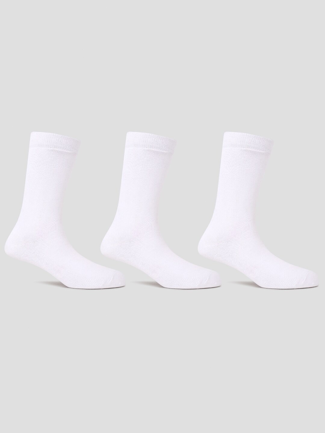 

TOFFCRAFT Men Pack Of 3 Cotton Anti-Odour Calf Length Socks, White