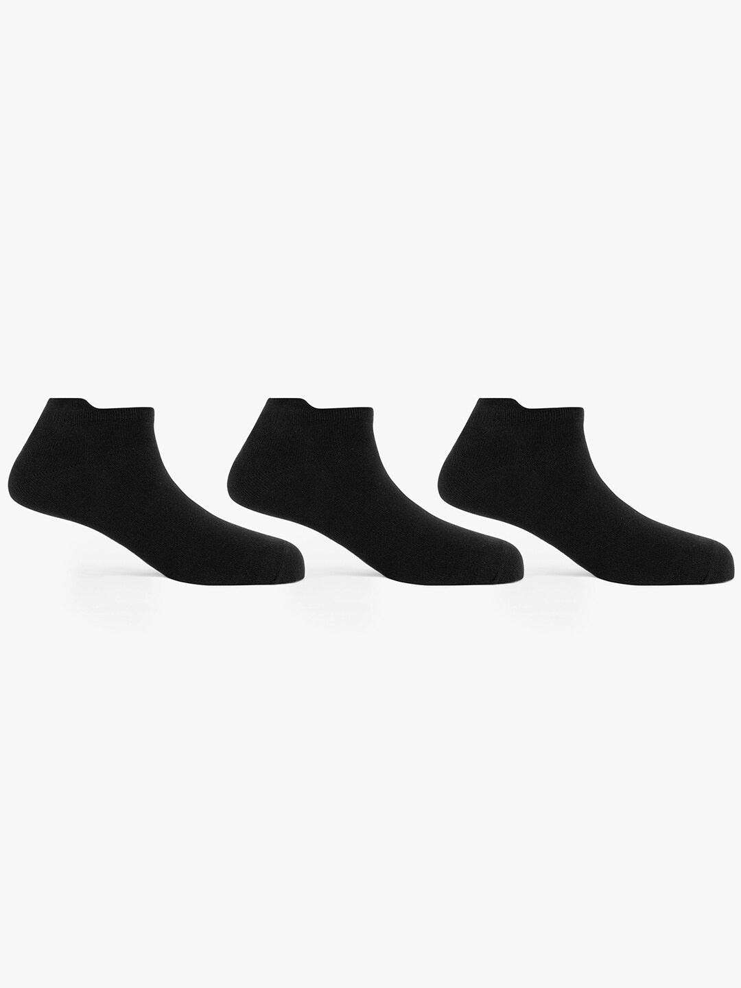 

TOFFCRAFT Men Pack Of 3 Cotton Anti-Odour Ankle-Length Socks, Black