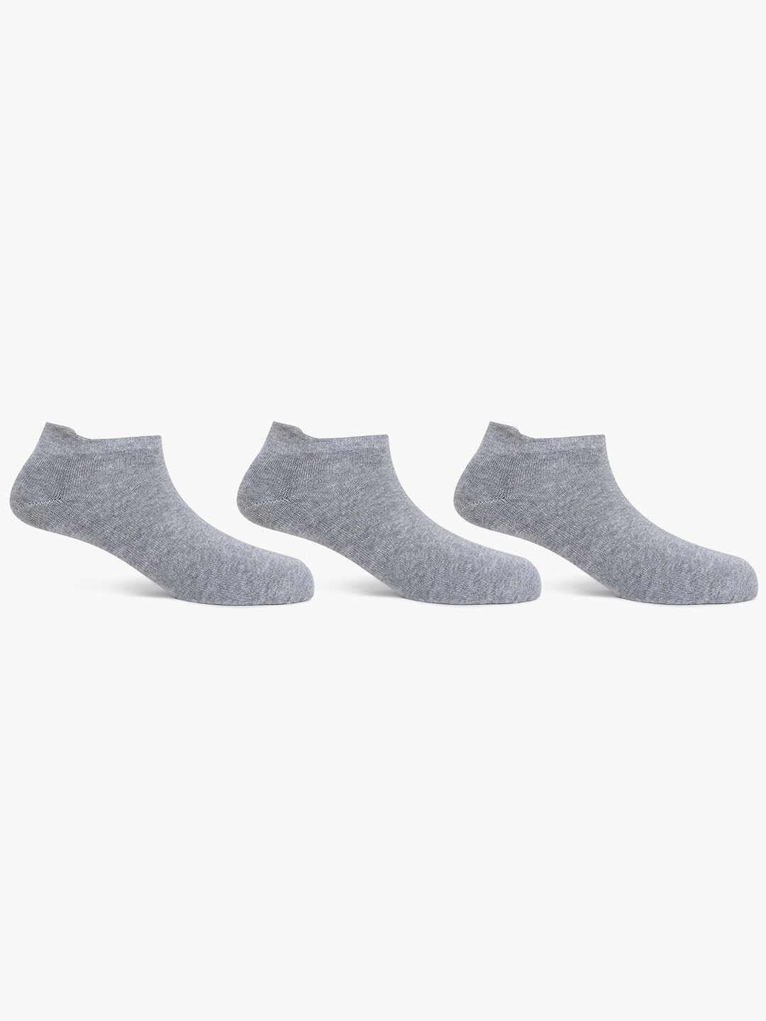 

TOFFCRAFT Men Pack Of 3 Cotton Anti-Odour Ankle-Length Socks, Grey melange