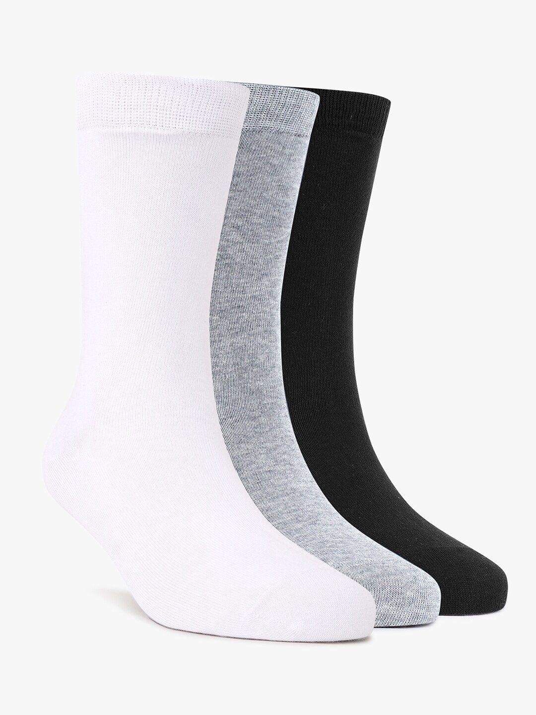 

TOFFCRAFT Men Pack Of 3 Cotton Anti-Odour Calf Length Socks, White