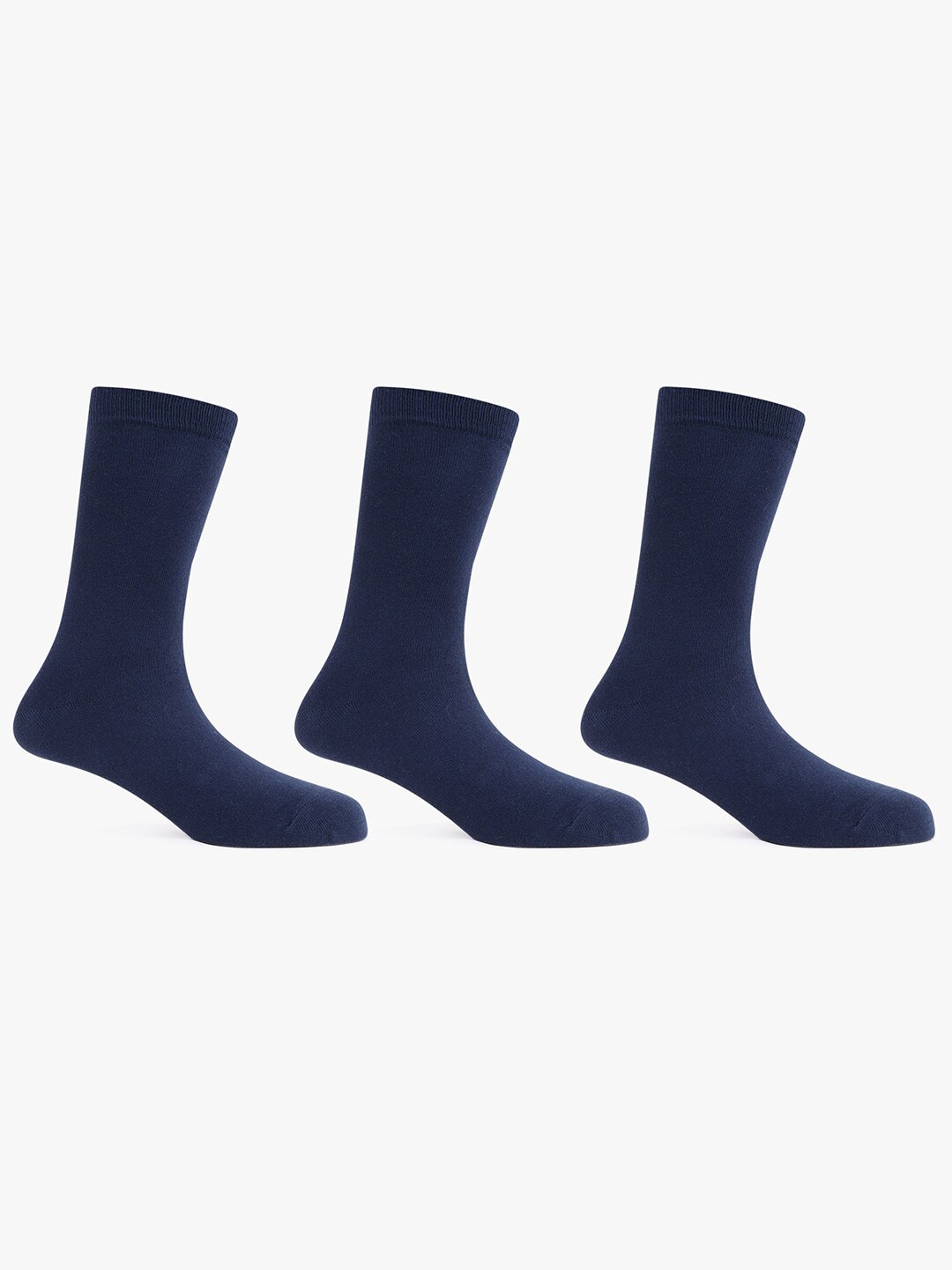 

TOFFCRAFT Men Pack Of 3 Cotton Calf-Length Socks, Navy blue