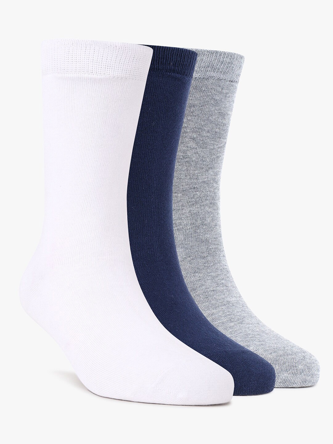 

TOFFCRAFT Men Pack Of 3 Cotton Anti-Odour Calf Length Socks, White