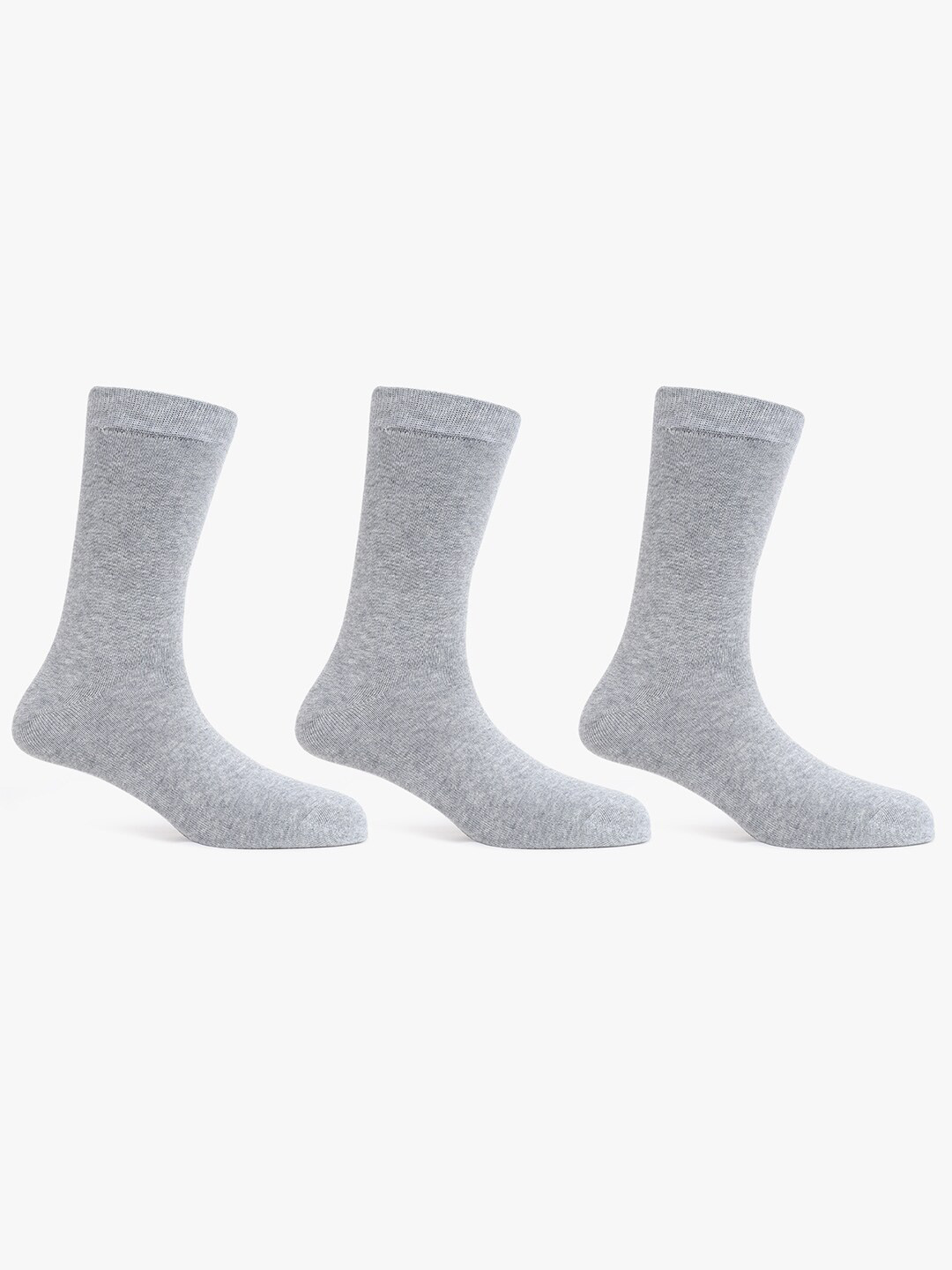 

TOFFCRAFT Men Pack Of 3 Cotton Calf Length Socks, Grey