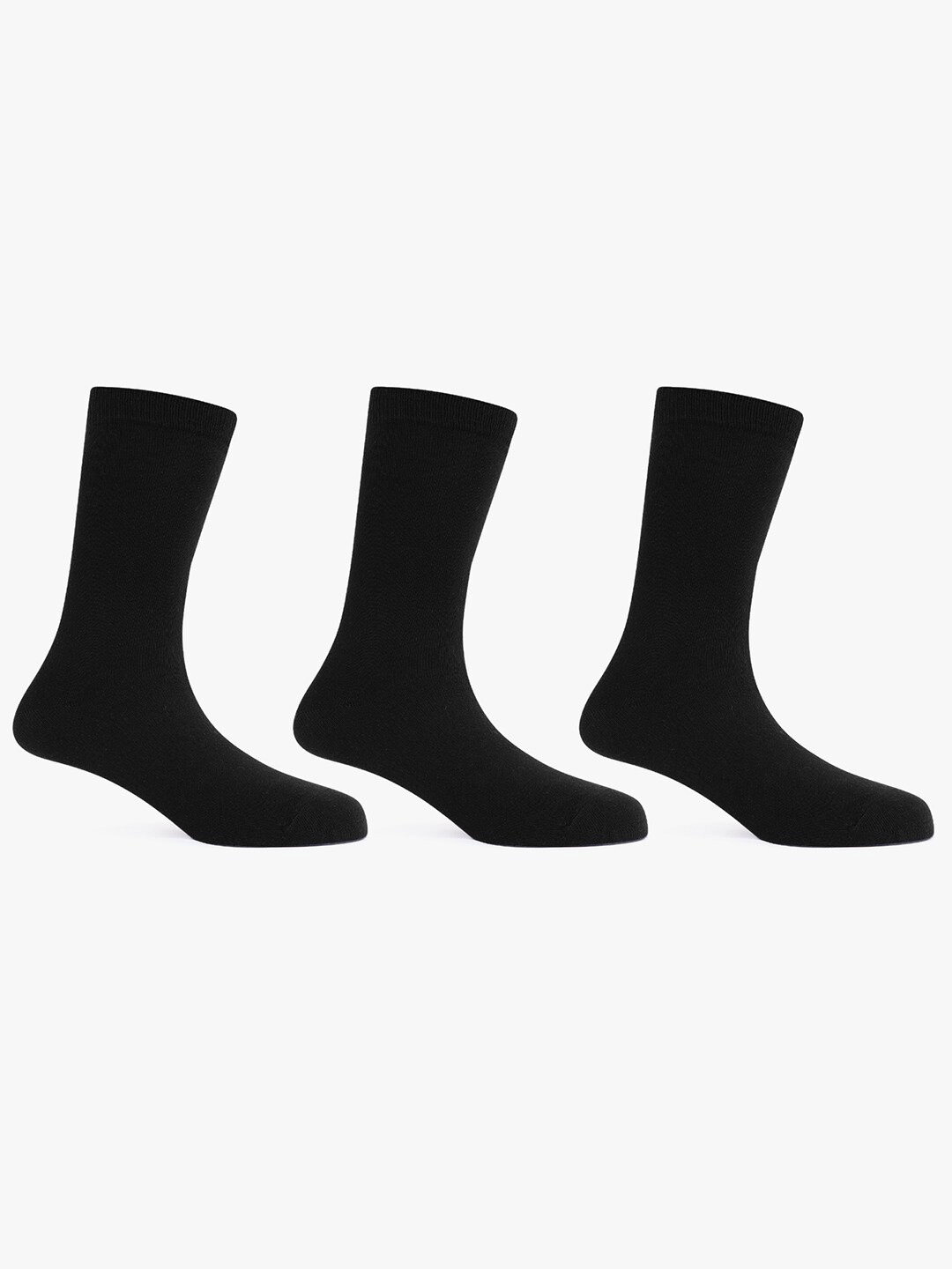 

TOFFCRAFT Men Pack Of 3 Cotton Anti-Odour Calf Length Socks, Black