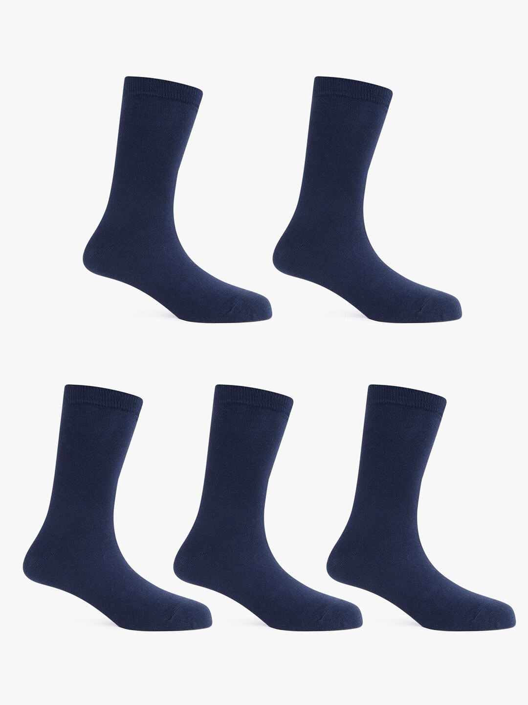 

TOFFCRAFT Pack of 5 Cotton Calf-Length Socks, Navy blue