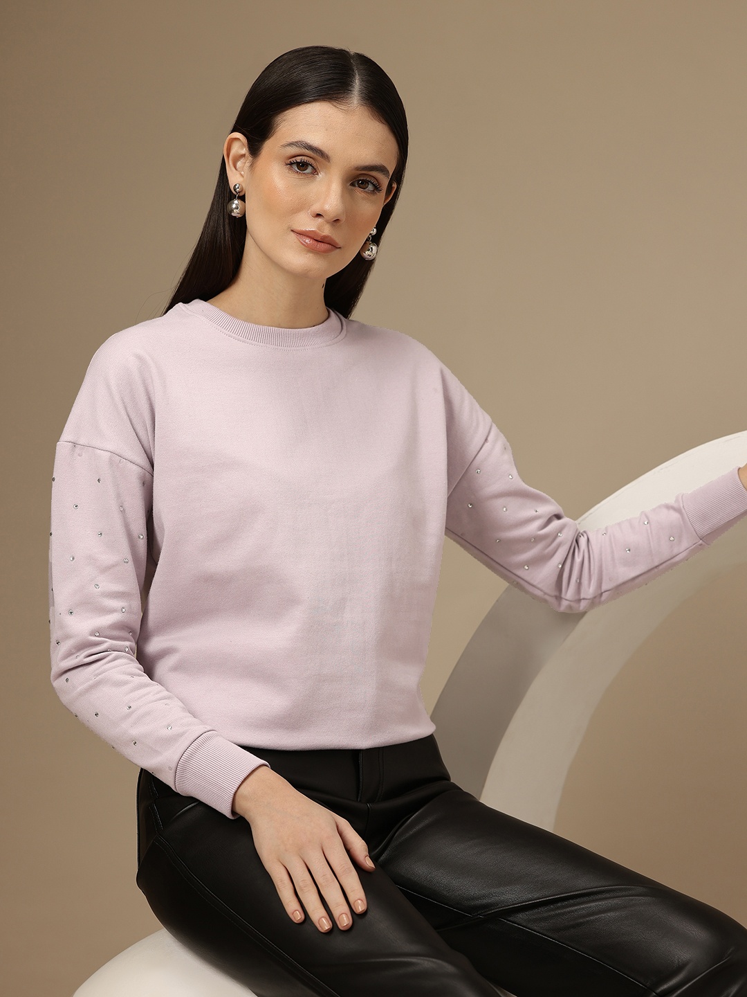 

Chemistry Women Studded Detail Sweatshirt, Pink