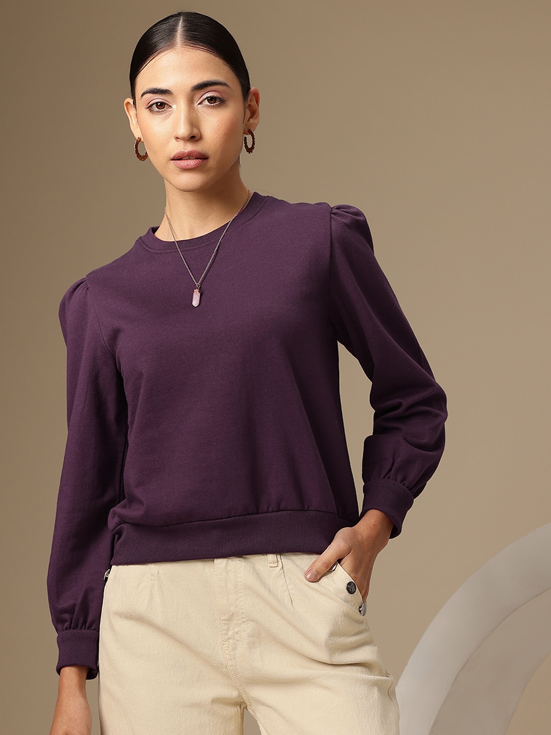 

Chemistry Women Solid Sweatshirt, Purple