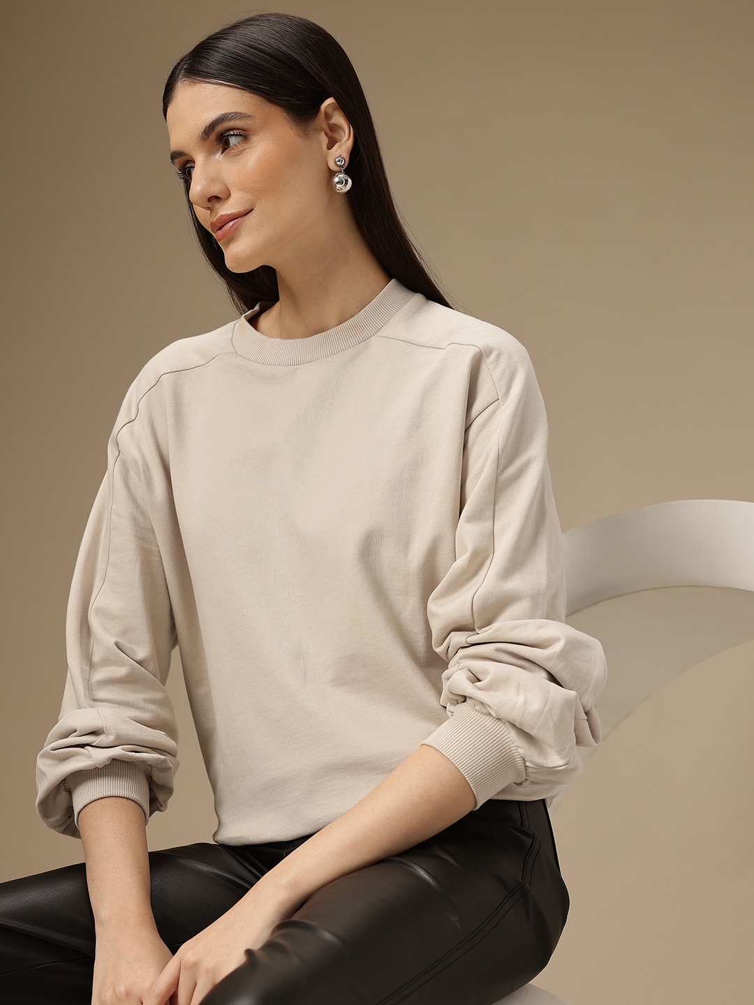 

Chemistry Cotton Drop-Shoulder Sweatshirt, Beige