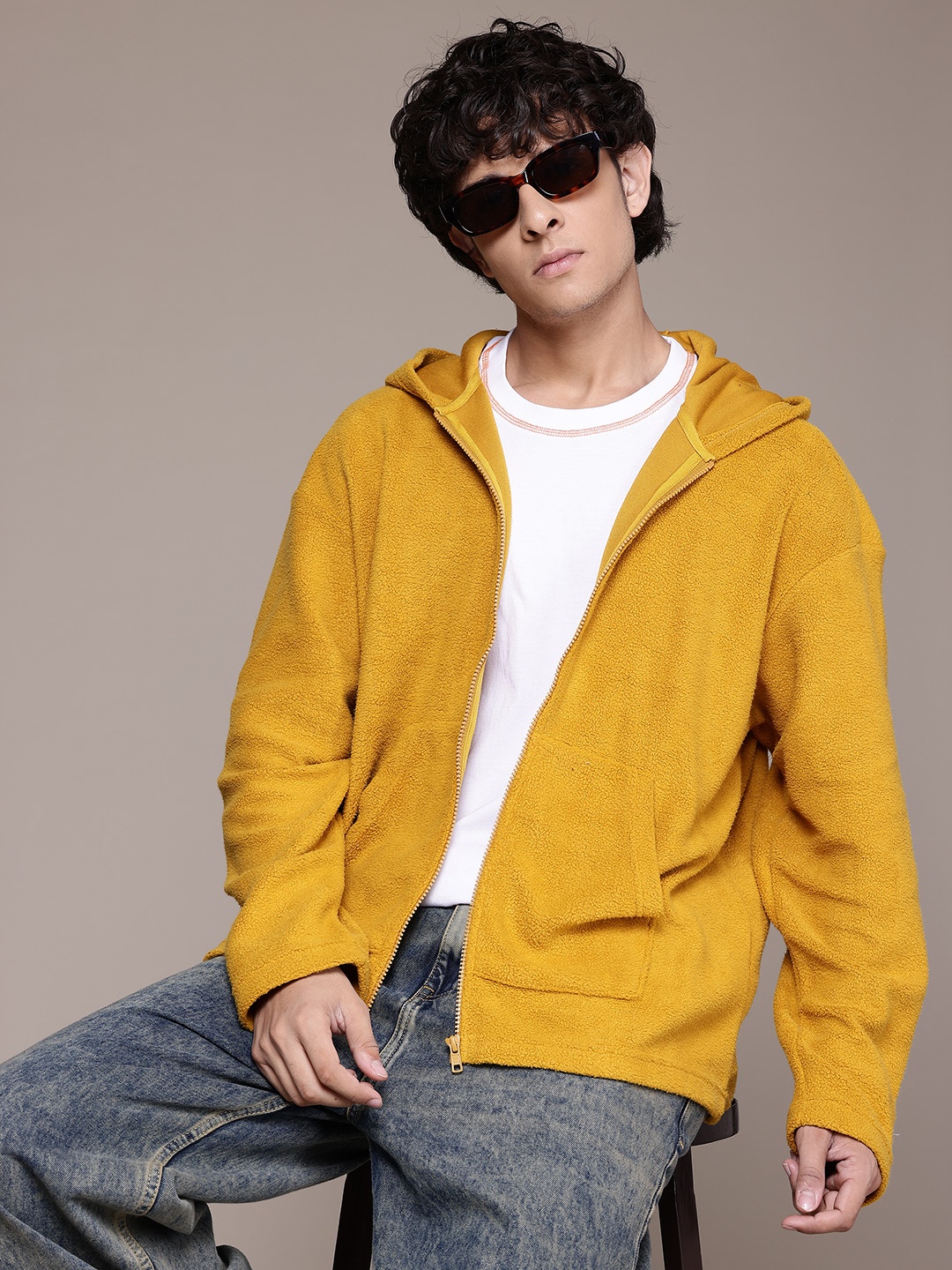 

Roadster Hooded Drop-Shoulders Sweatshirt, Mustard