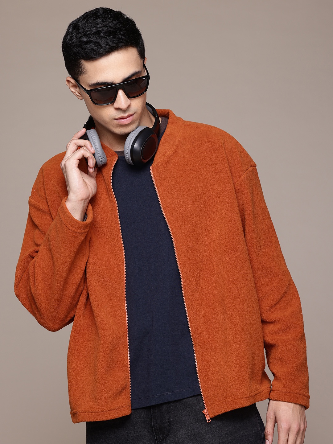 

The Roadster Lifestyle Co. Fleece Front-Open Sweatshirt, Rust
