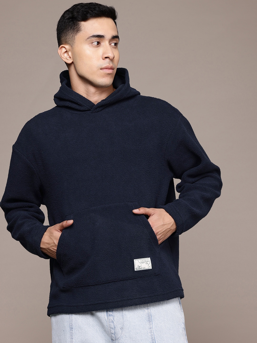 The Roadster Lifestyle Co. Fleece Hooded Sweatshirt, Navy blue
