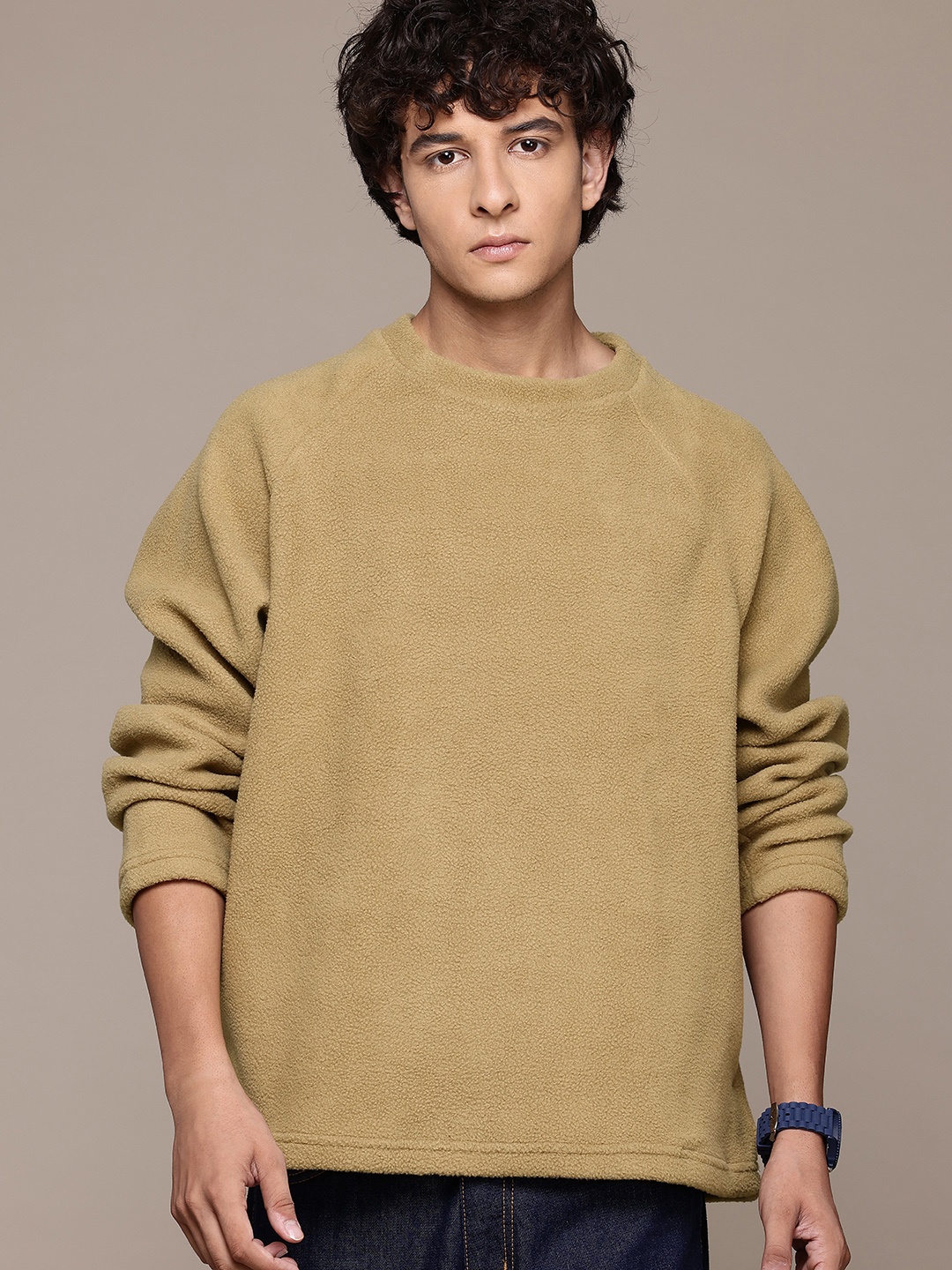 

The Roadster Lifestyle Co. Fleece Raglan Sleeves Sweatshirt, Beige