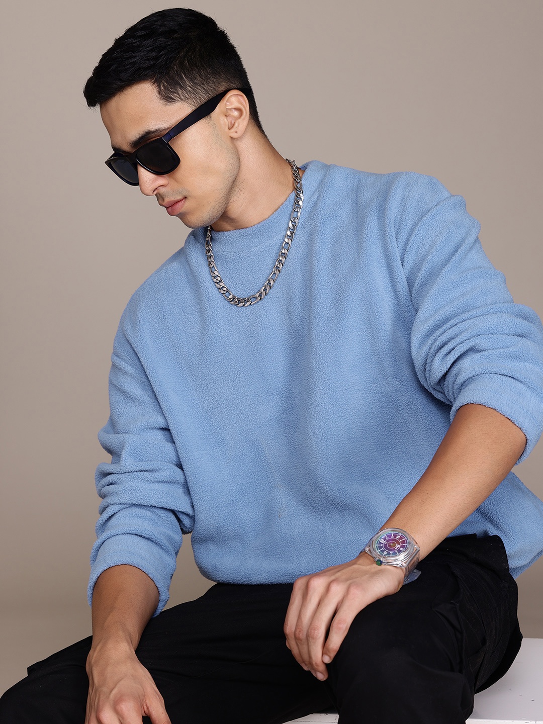 

The Roadster Lifestyle Co. Men Fleece Sweatshirt, Blue
