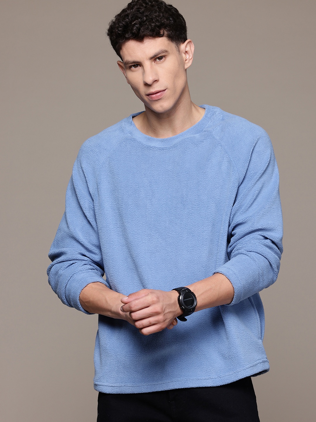 

The Roadster Lifestyle Co. Fleece Raglan Sleeves Sweatshirt, Blue