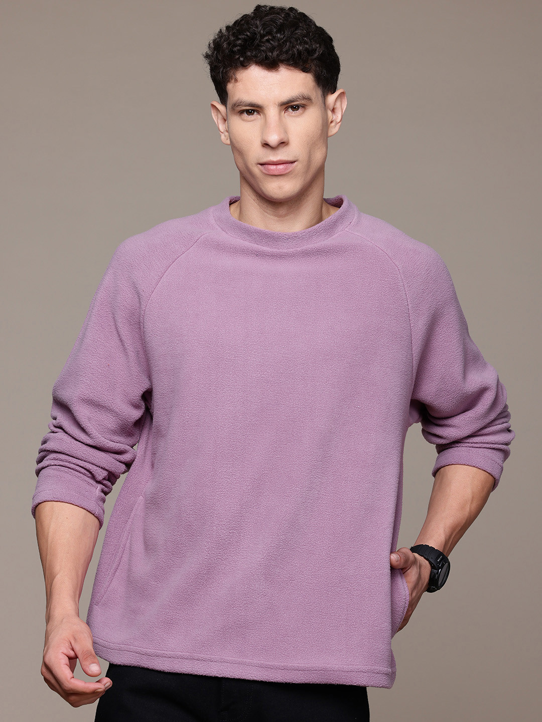 

The Roadster Lifestyle Co. Fleece Raglan Sleeves Sweatshirt, Mauve