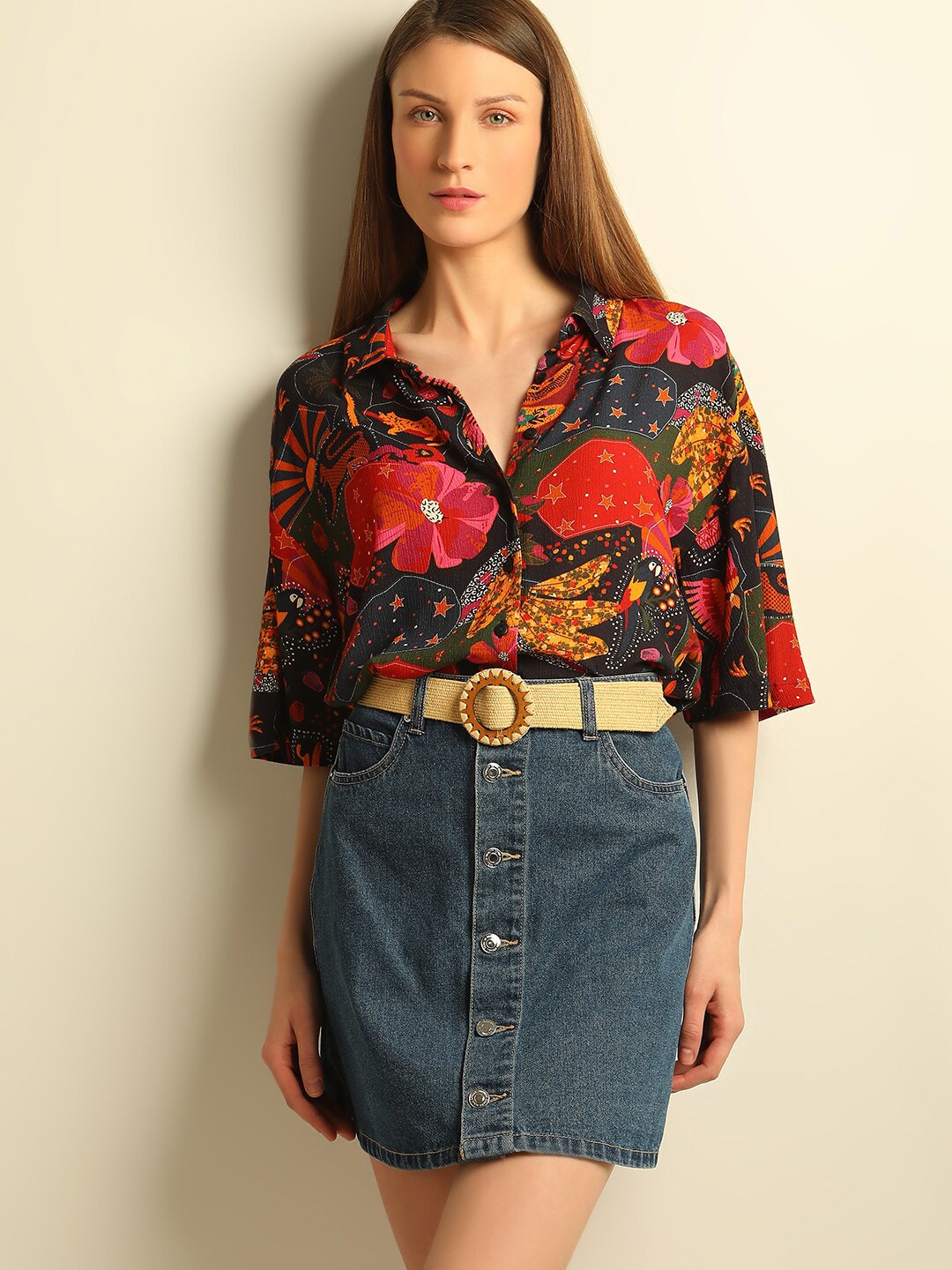 

Vero Moda Spread Collar Floral Printed Casual Shirt, Black