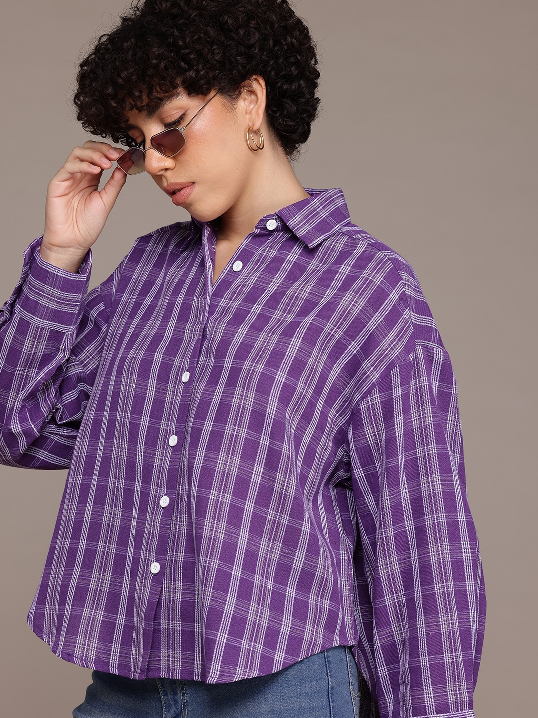 

Roadster The Lifestyle Co. Pure Cotton Tartan Checked Casual Shirt, Purple