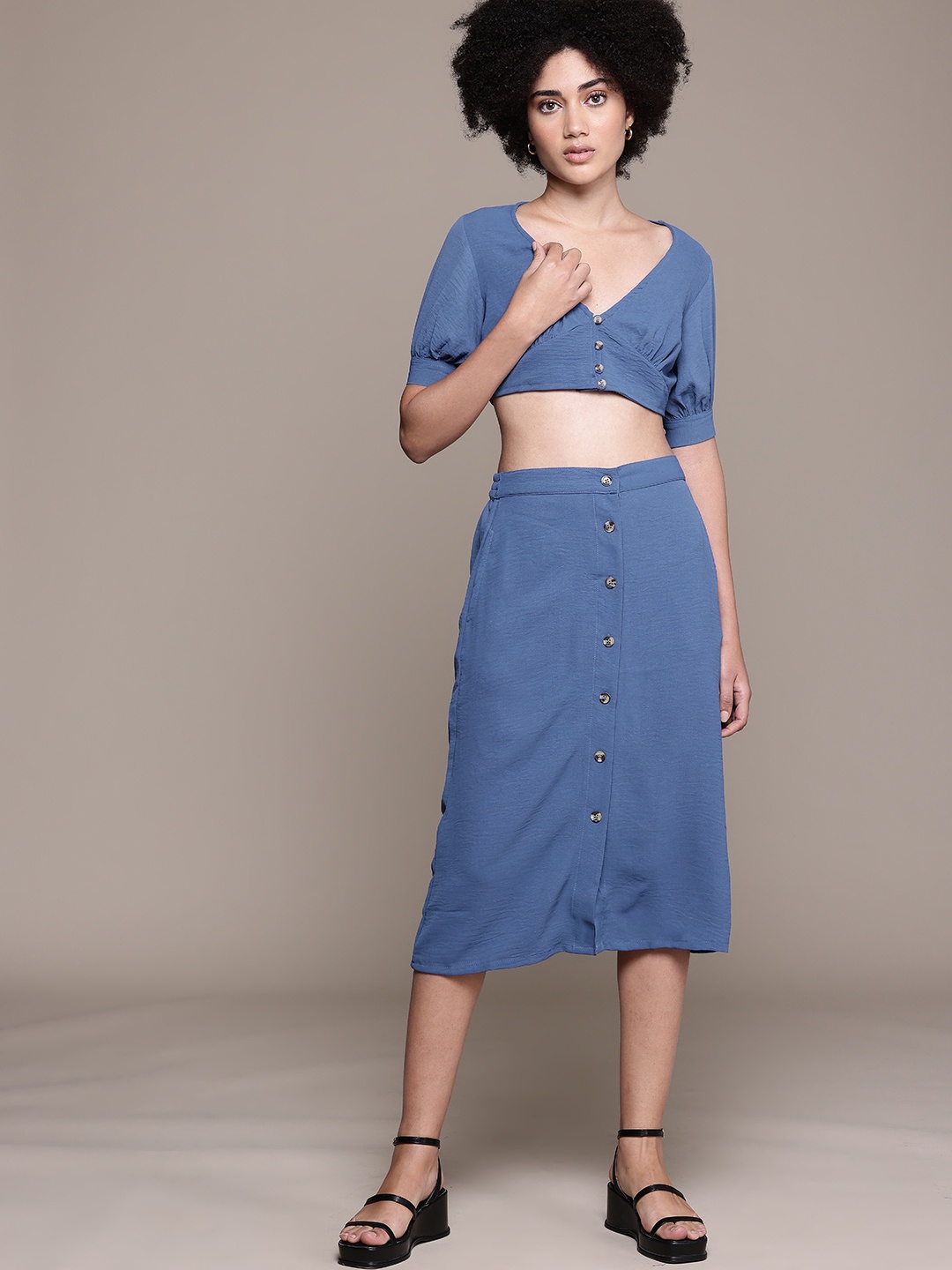 

The Roadster Lifestyle Co. Cropped Co-Ords, Blue