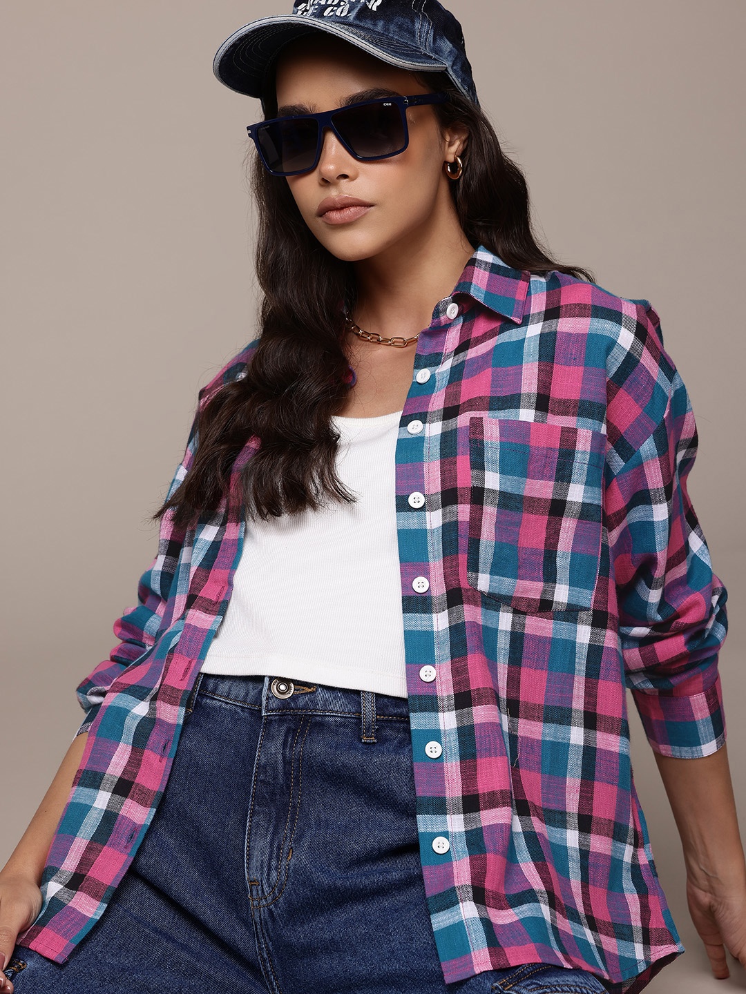 

The Roadster Lifestyle Co. Tartan Checked Casual Shirt, Blue