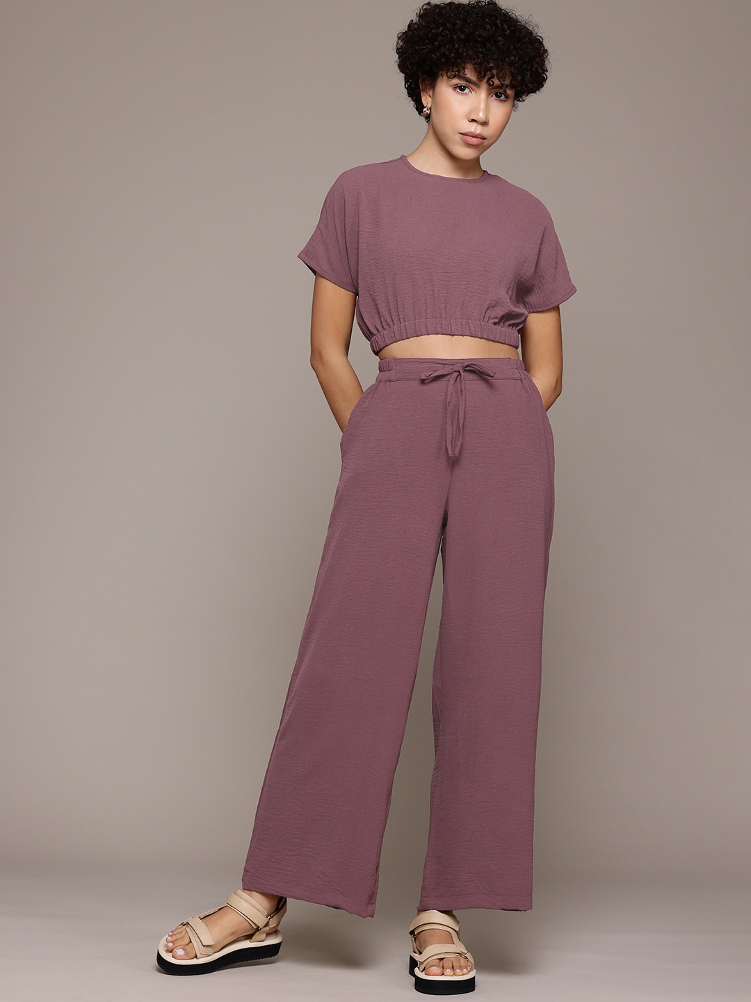 

The Roadster Lifestyle Co. Top With Trousers Co-Ord Set, Mauve