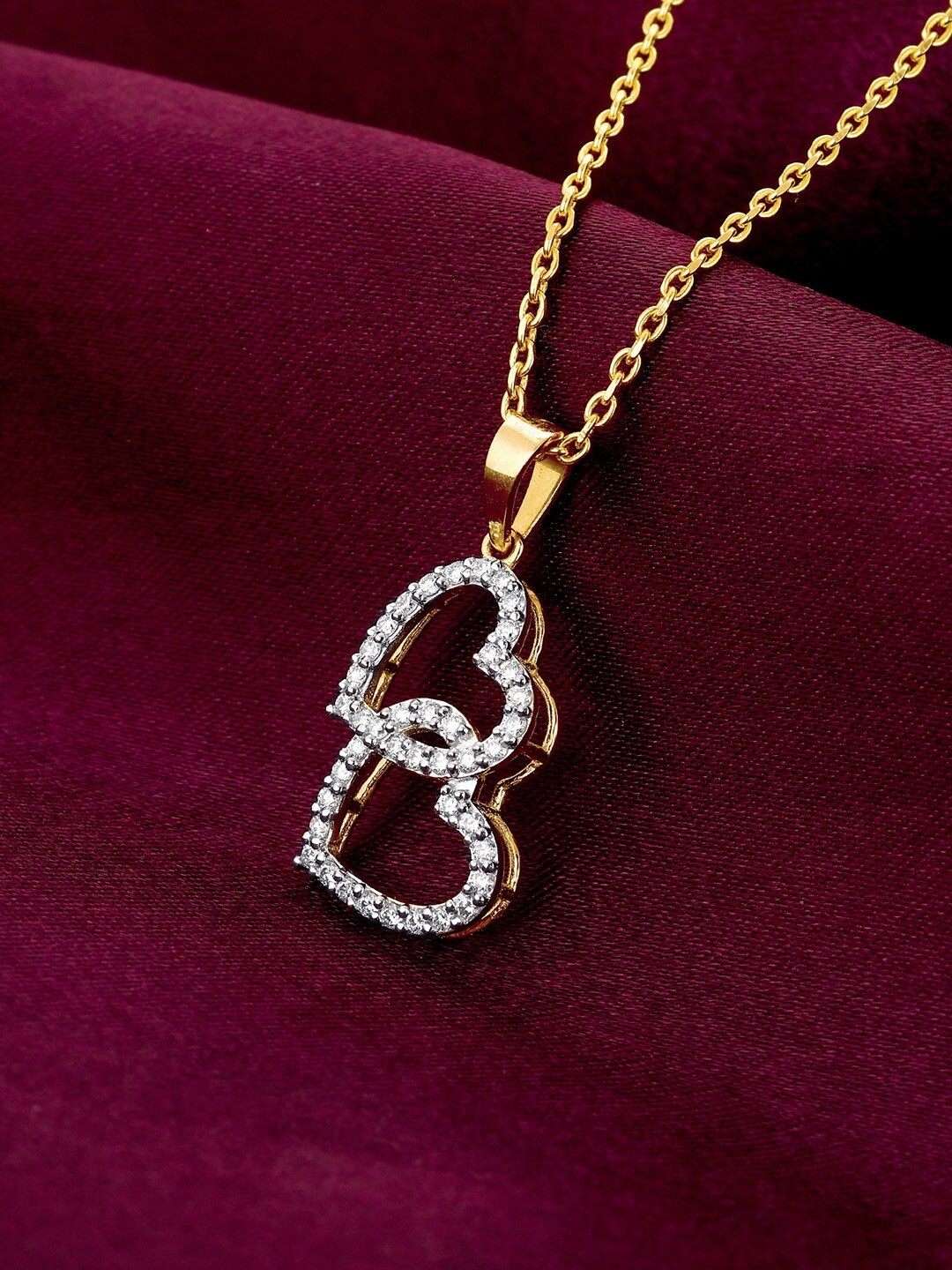 

GIVA Softly Adored14KT Gold Diamond Studded Pendant-1.54 gm