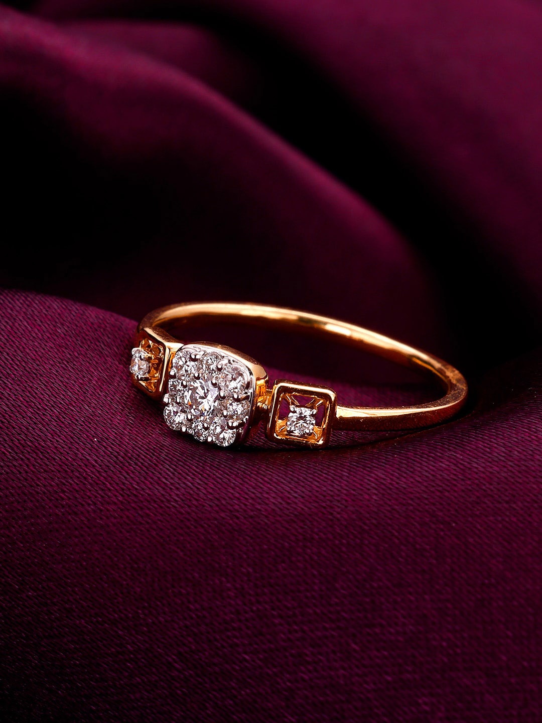 

GIVA Tapestry Of Life 14KT Gold Diamond Studded Finger Ring-2.0 gm