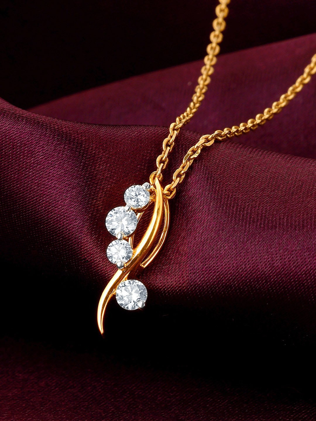 

GIVA Whispers Of Forever 14KT Gold Diamond Studded Pendant-0.99 gm