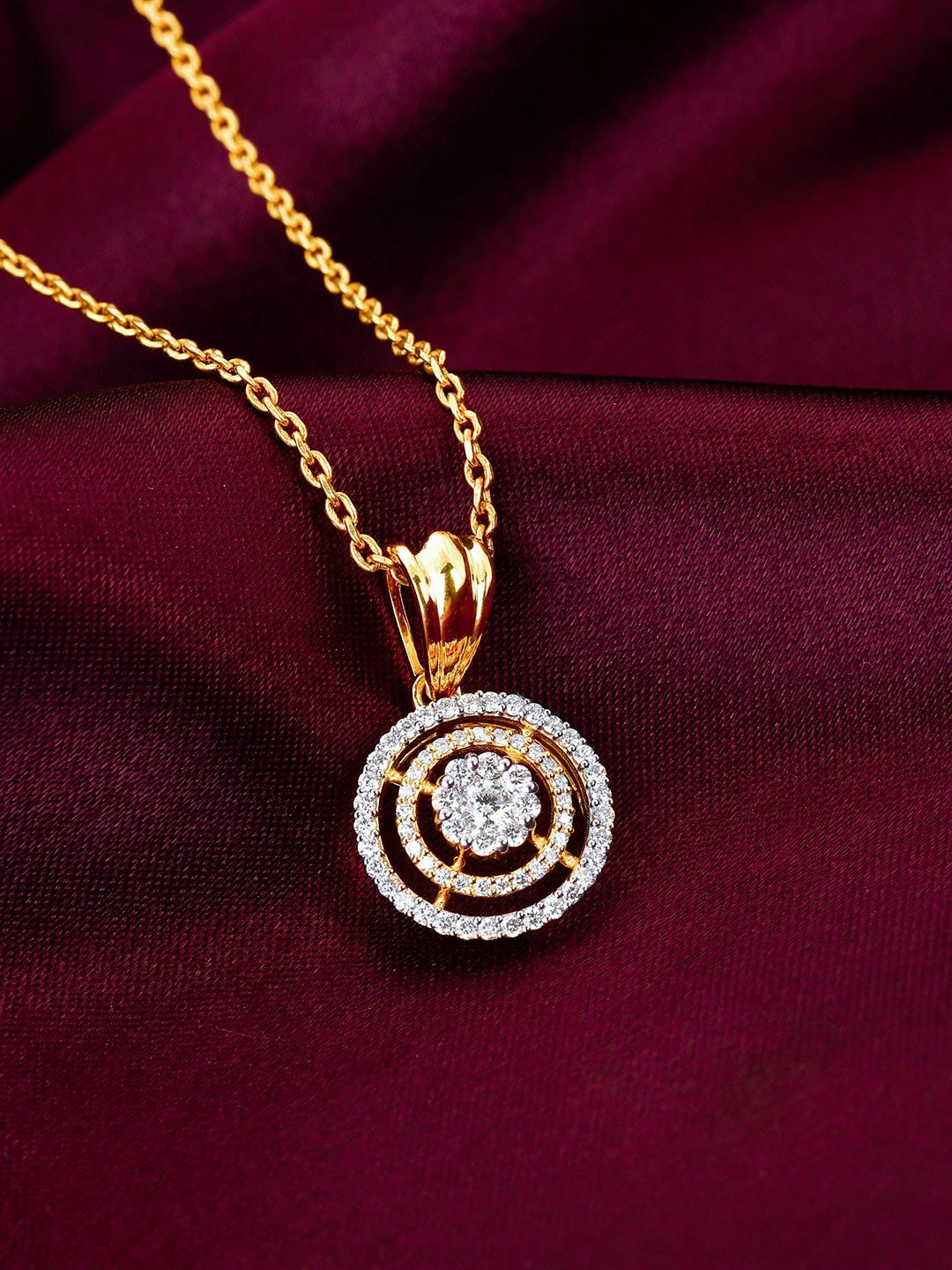 

GIVA Enchanting Moon 14KT Gold Diamond Studded Pendant-1.48 gm