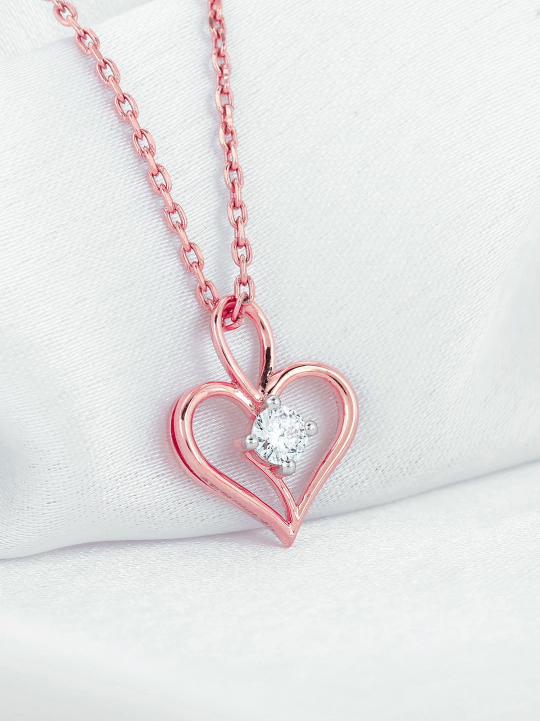 

GIVA Beating Heart 18KT Rose Gold Diamond Studded Pendant-1.16 gm