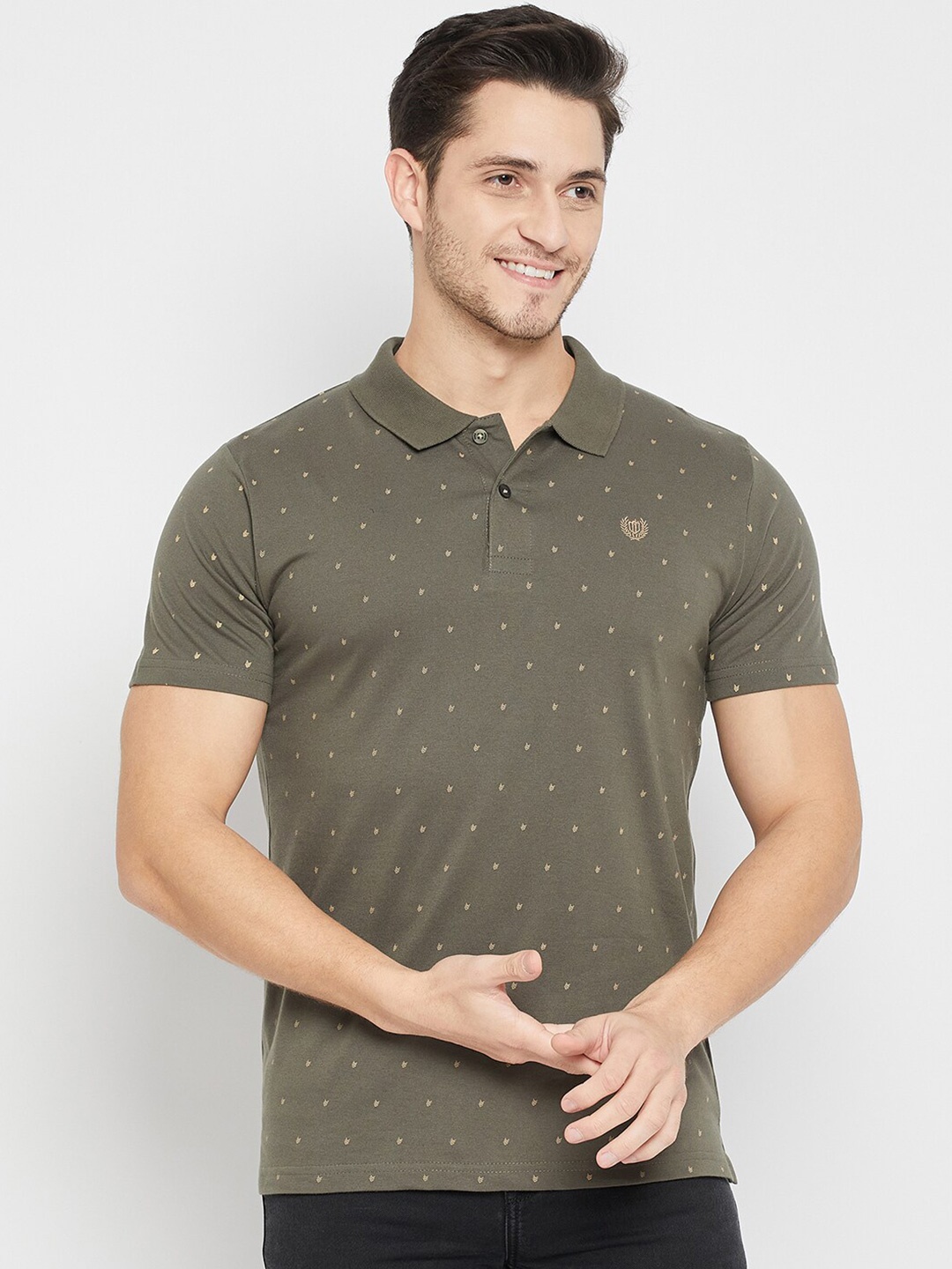 

Duke Abstract Printed Polo Collar Short Sleeves Slim Fit T-shirt, Green
