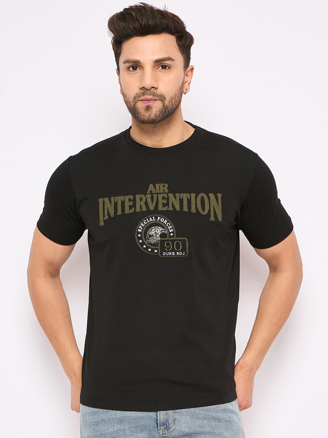 

Duke Typography Printed Slim Fit T-shirt, Black