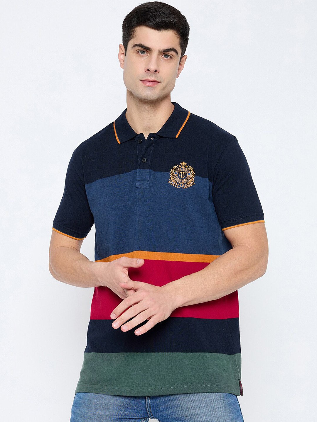 

Duke Colourblocked Polo Collar Slim Fit T-shirt, Blue