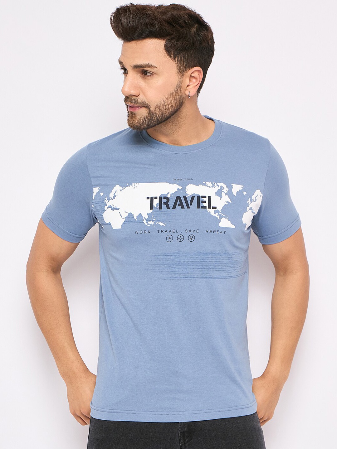 

Duke Typography Printed Cotton Slim Fit T-shirt, Blue