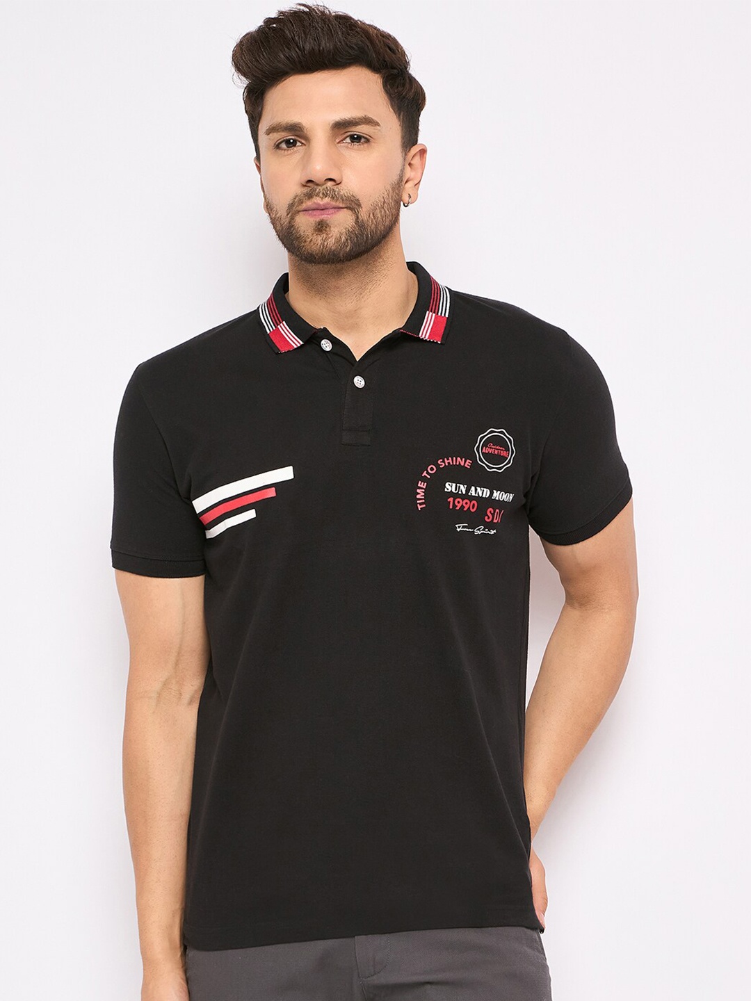 

Duke Typography Polo Collar Slim Fit T-shirt, Black