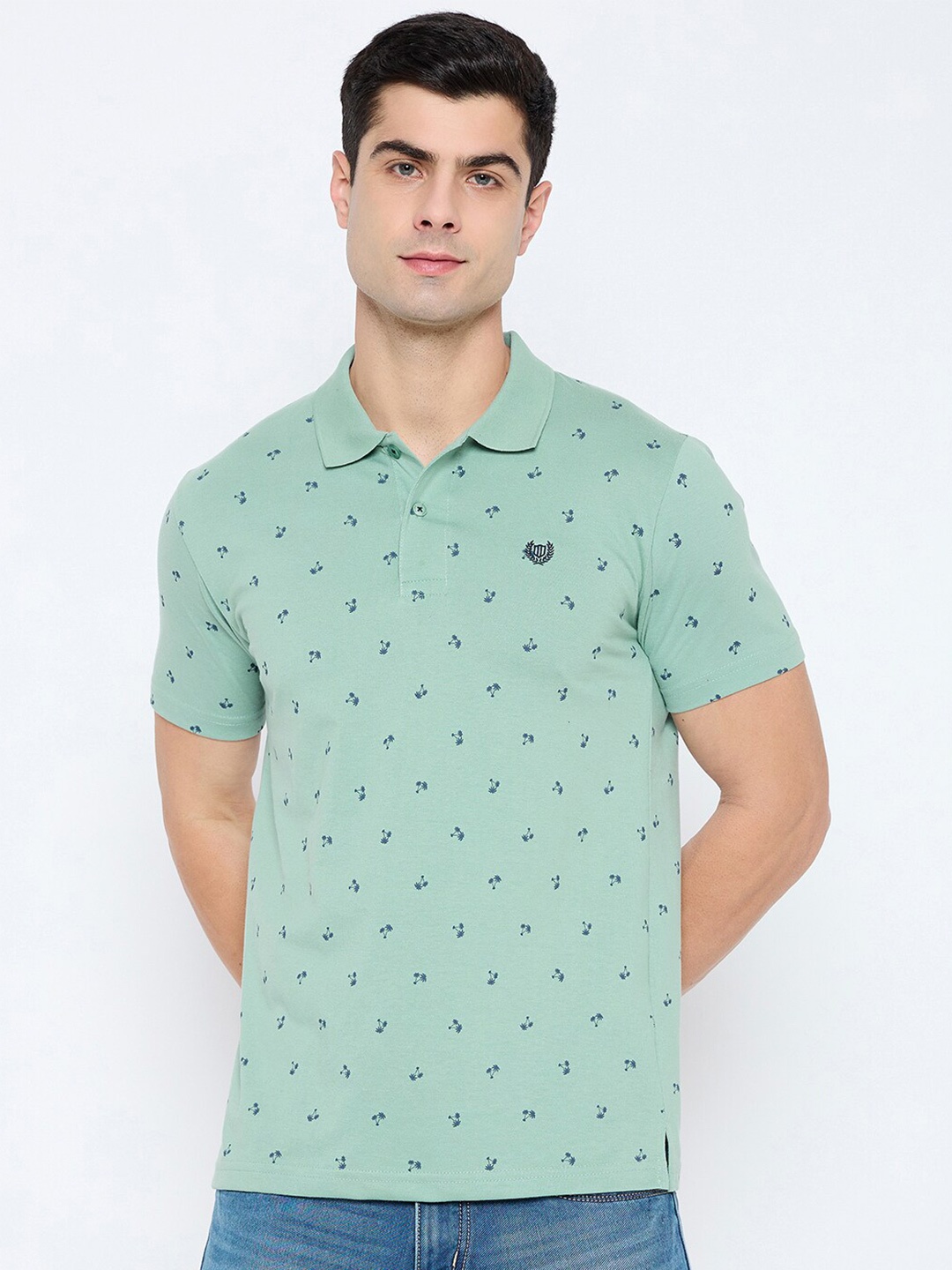 

Duke Conversational Printed Polo Collar Slim Fit T-shirt, Green