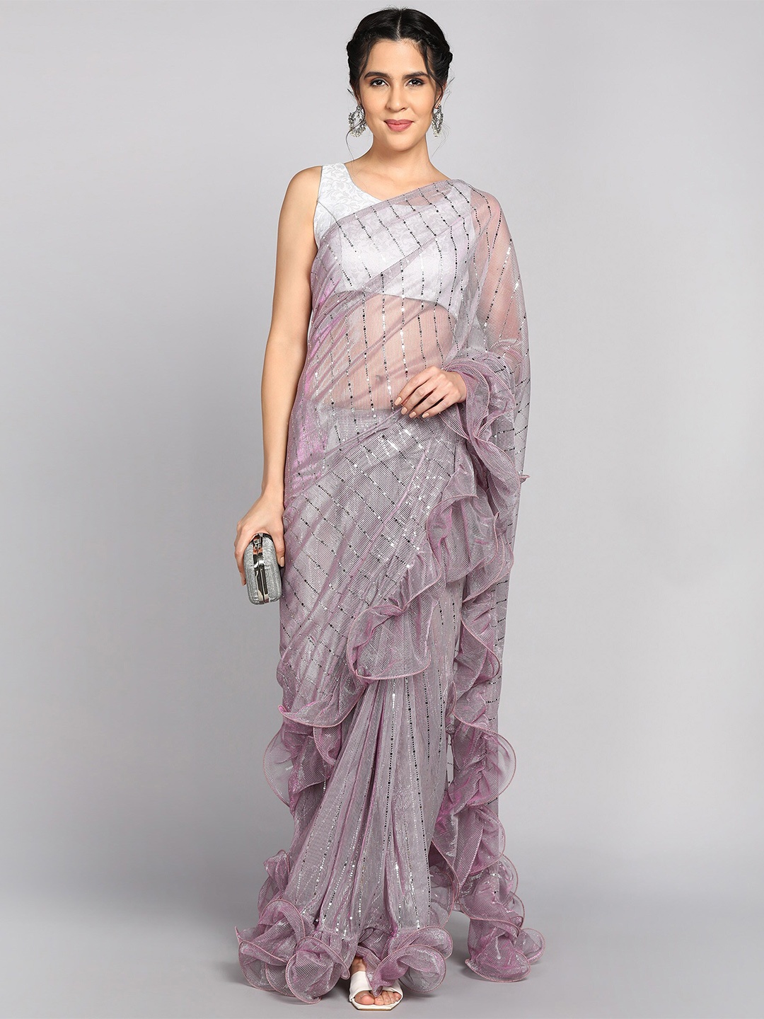 

HERE&NOW Embellished Saree, Pink