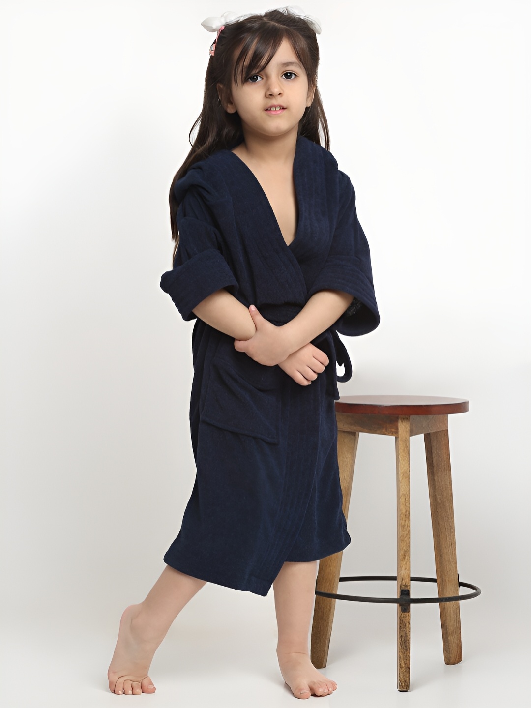 

Creeva Kids Hooded Micro Terry Bath Robe, Navy blue