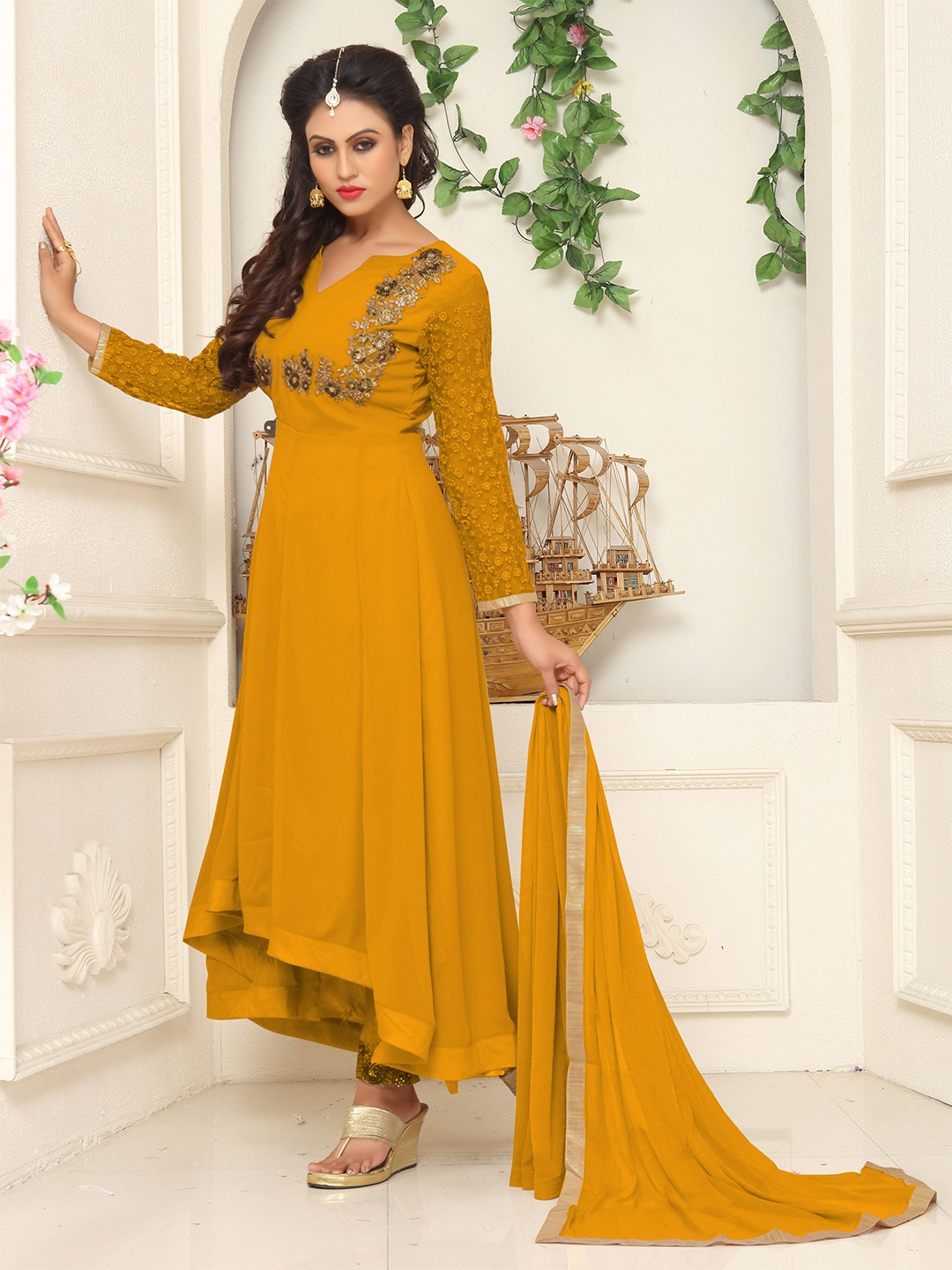 

Fashion Basket Semi-Stitched Dress Material, Yellow