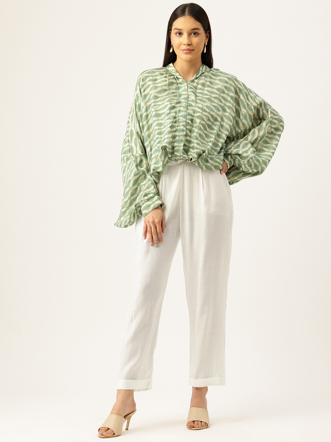 

Simaaya Bishop Sleeves Top With Trousers, Green