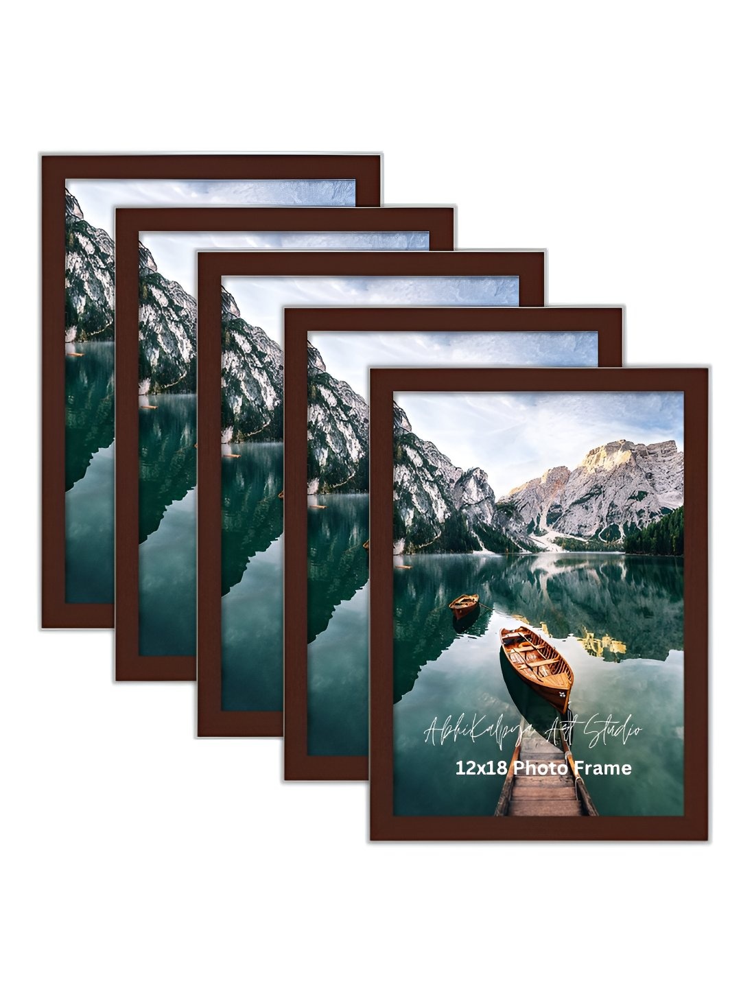 

AbhiKalpya Art Studio-Get a vibe Brown 5 Pieces Wall Photo Frames