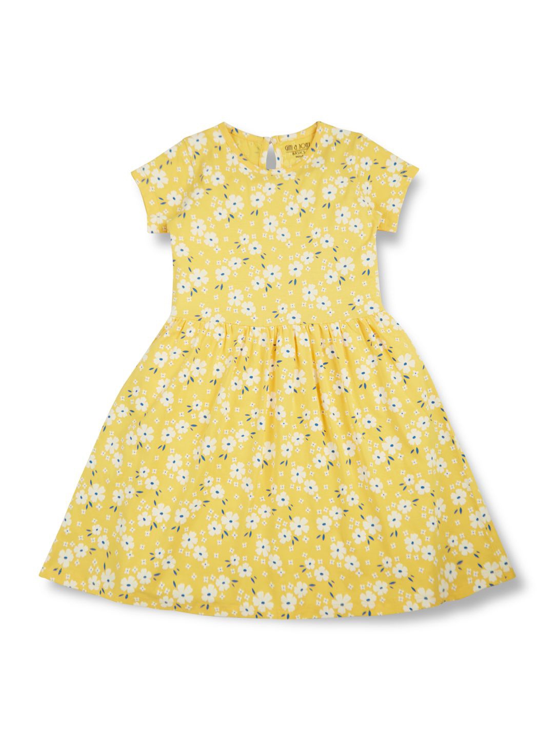 

Gini and Jony Floral Printed Round Neck Short Sleeves Fit & Flare Cotton Dress, Yellow