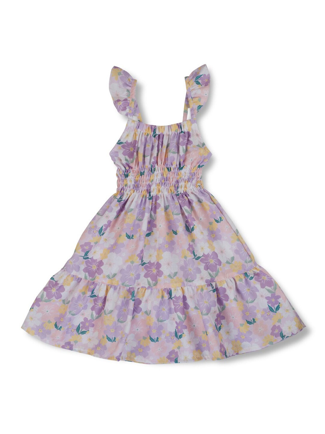 

Gini and Jony Floral Printed Shoulder Straps Sleeveless Fit & Flare Cotton Dress, White
