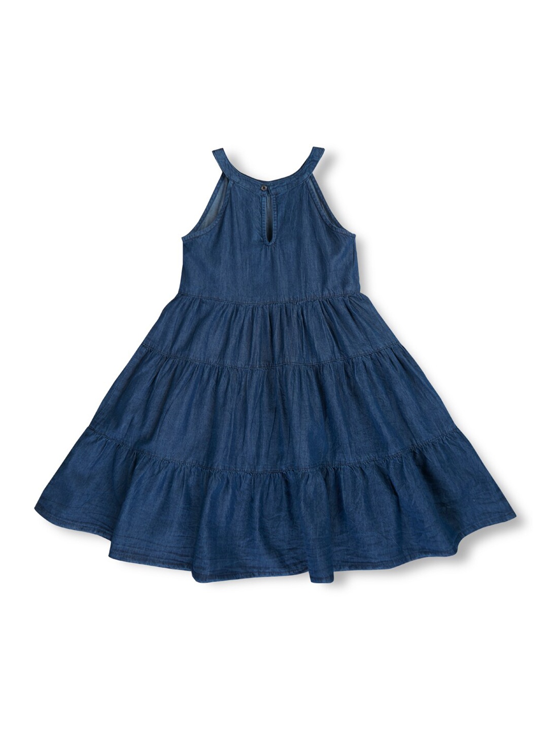 

Gini and Jony Round Neck Sleeveless Denim Fit & Flare Dress, Navy blue