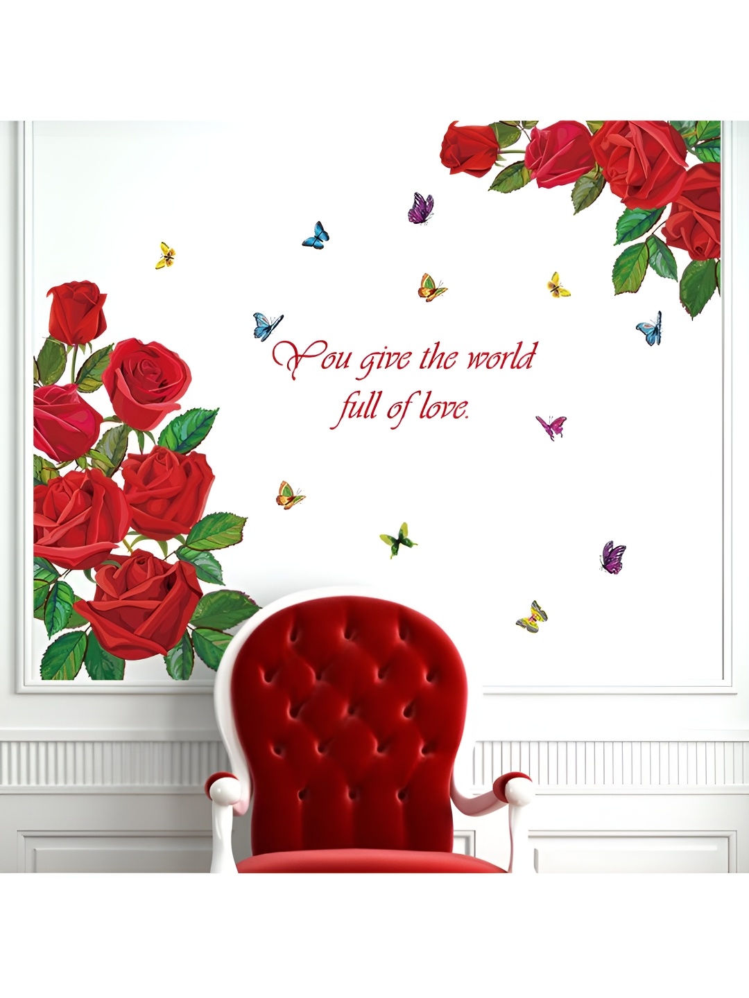 

Jaamso Royals Green & Red Floral Printed Self-Adhesive Removable Wall Sticker