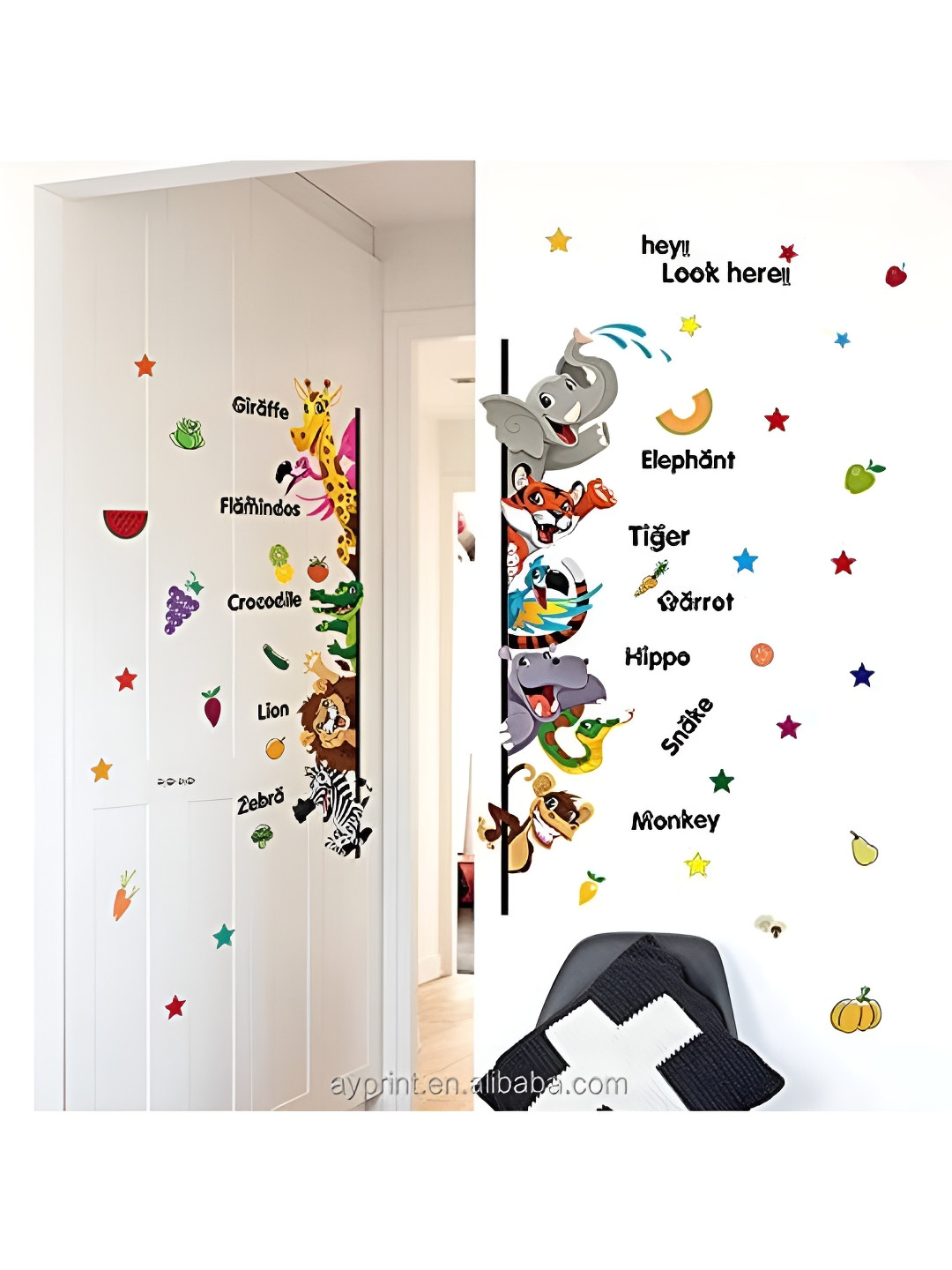 

Jaamso Royals Green & Grey Animals Printed Self-Adhesive Removable Wall Sticker