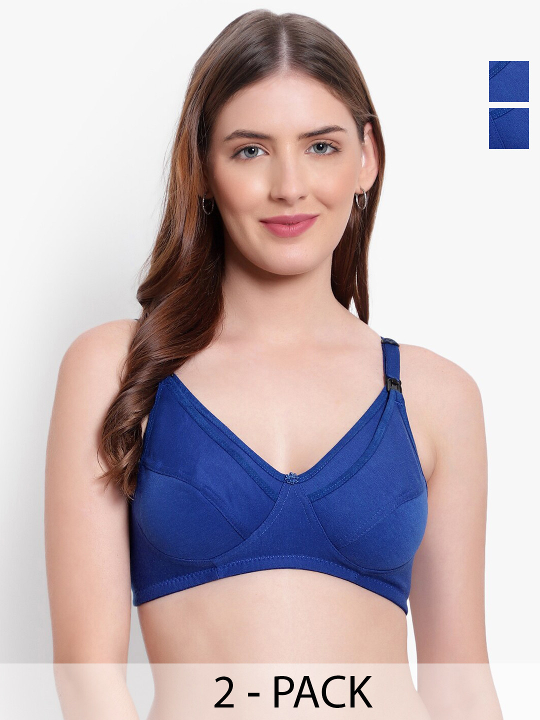 

Bruchi CLUB Pack Of 2 Full Coverage Non Padded Maternity Bras With All Day Comfort, Blue