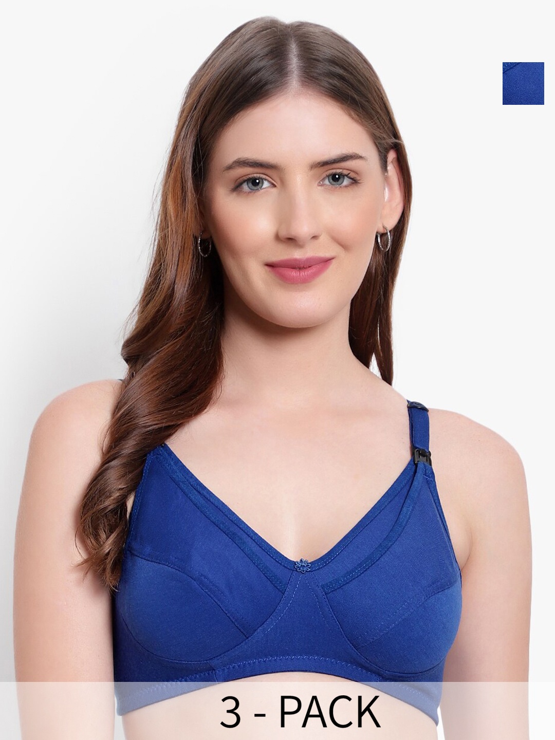 

Bruchi CLUB Pack Of 3 Full Coverage Non Padded Maternity Bras With All Day Comfort, Blue