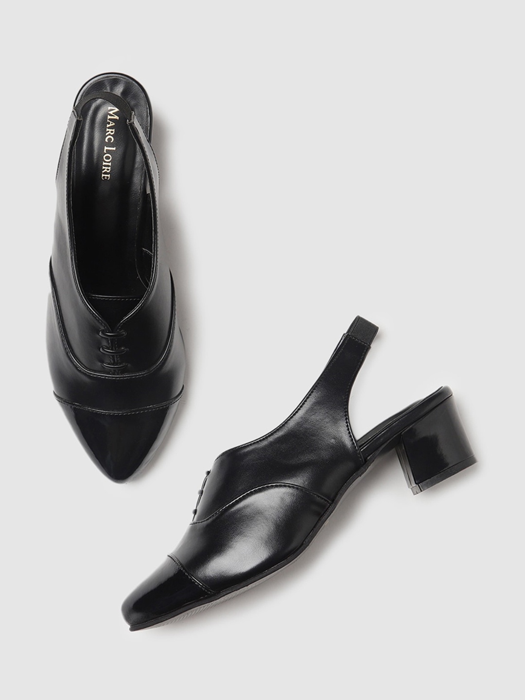 

Marc Loire Textured Block Heeled Pumps, Black