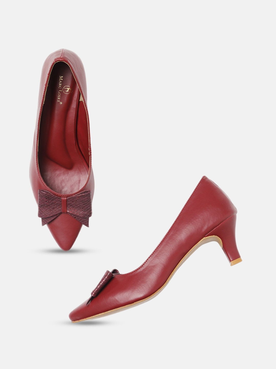 

Marc Loire Bow Detailed Kitten Heeled Pumps, Maroon